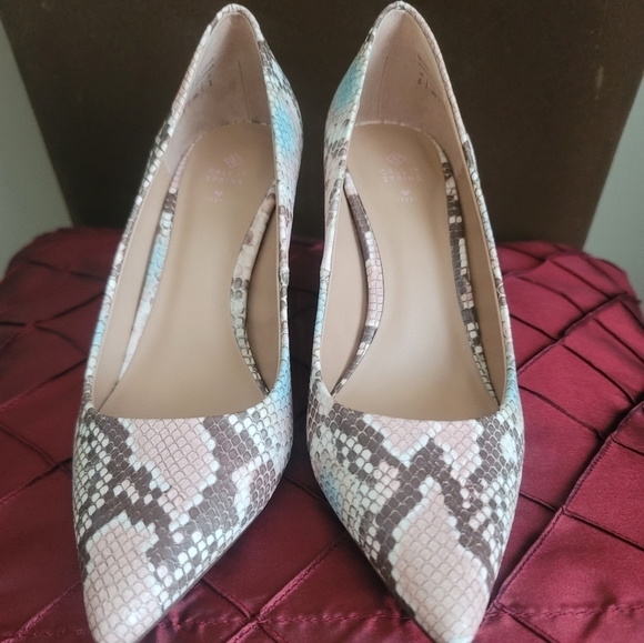 CALL It Spring Snake Print Leather Pointed Toe Pumps Size 5 - Picture 2 of 10